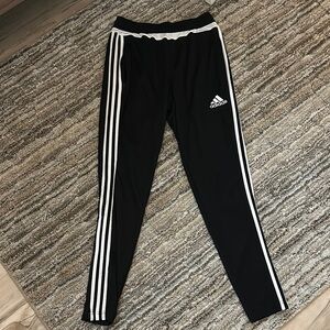 Adidas Black and White Sweatpants with Iconic Stripes